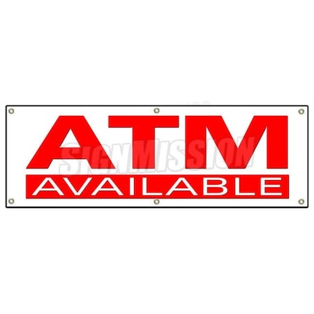 Signmission ATM BANNER SIGN automatic tell machine cash machine money cards advance ATMs B-72 Atm